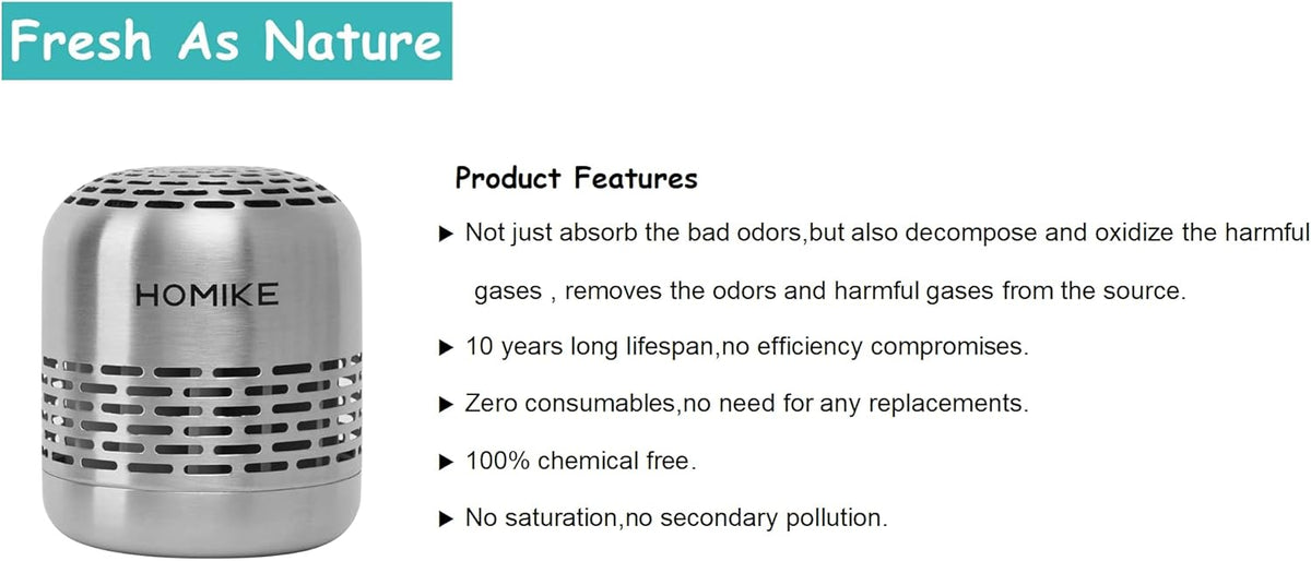 HOMIKE Refrigerator Deodorizer, Odor Eliminator,Last up to 10 Years for Car,Closet,Shoes Cabinet,Fridge and Freezer,Outperforms Baking Soda and Activated Carbon (Green)