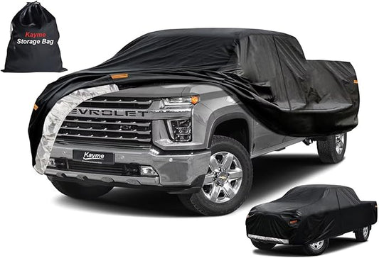 Kayme Truck Cover Custom Fit Chevrolet Silverado 3500HD(2020-2025) Regular Cab LB. Full Exterior Heavy Duty Outdoor Pickup Truck Car Cover Waterproof All Weather.Car Tarp for Sun Dust Protection.