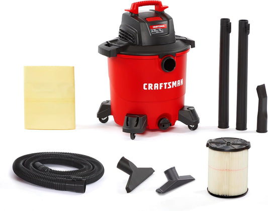 CRAFTSMAN CMXEVBE17590 9 Gallon 4.25 Peak HP Wet Dry Vac, Portable Shop Vacuum Wet and Dry with Filter, Dust Bag, Hose and Attachments for Home, Garage and Automotive Cleaning