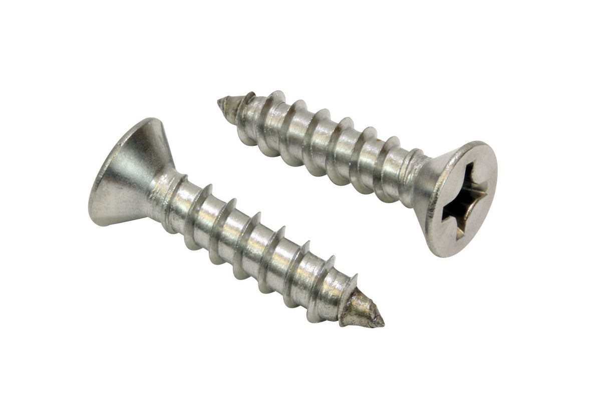 Bolt Dropper #12 X 1-1/2'' Stainless Steel Flat Head Phillips Wood Screw, (25 pc), 18-8 (304) Stainless Steel Sheet Metal Screws - Type A Point, Plain Finish