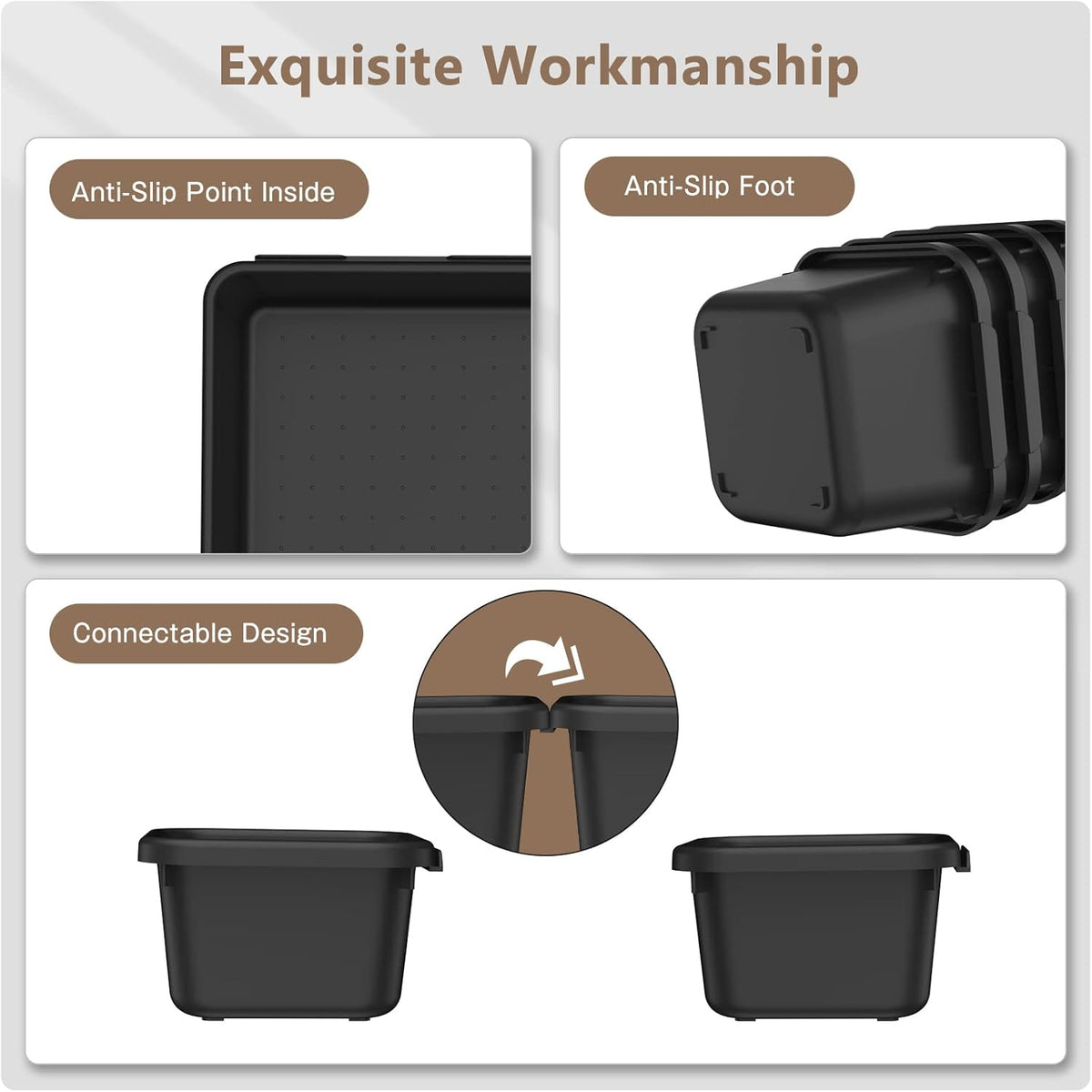 A-LUGEI【𝟰𝟲𝗣𝗖𝗦 & 5 Size】Tool Box Organizer Tray Divider Set, 【Black】 Desk Drawer Organizer, Garage Organization and Storage Toolbox Accessories Rolling Tool Chest Cart Cabinet WorkBench Small Part