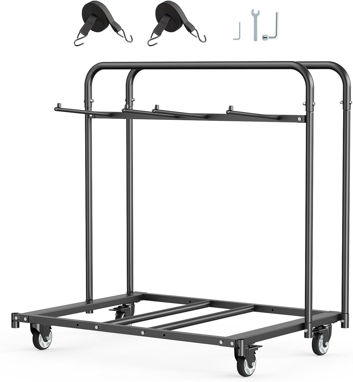 VEVOR Folding Chair Rack, 400 LBS Capacity, Heavy-Duty Chair Cart for 5 Tables+14 Chairs, Chair Storage Dolly Chair Holder w/Swivel Casters and Locking Wheels,for Party Event,Hotel, Matte Black
