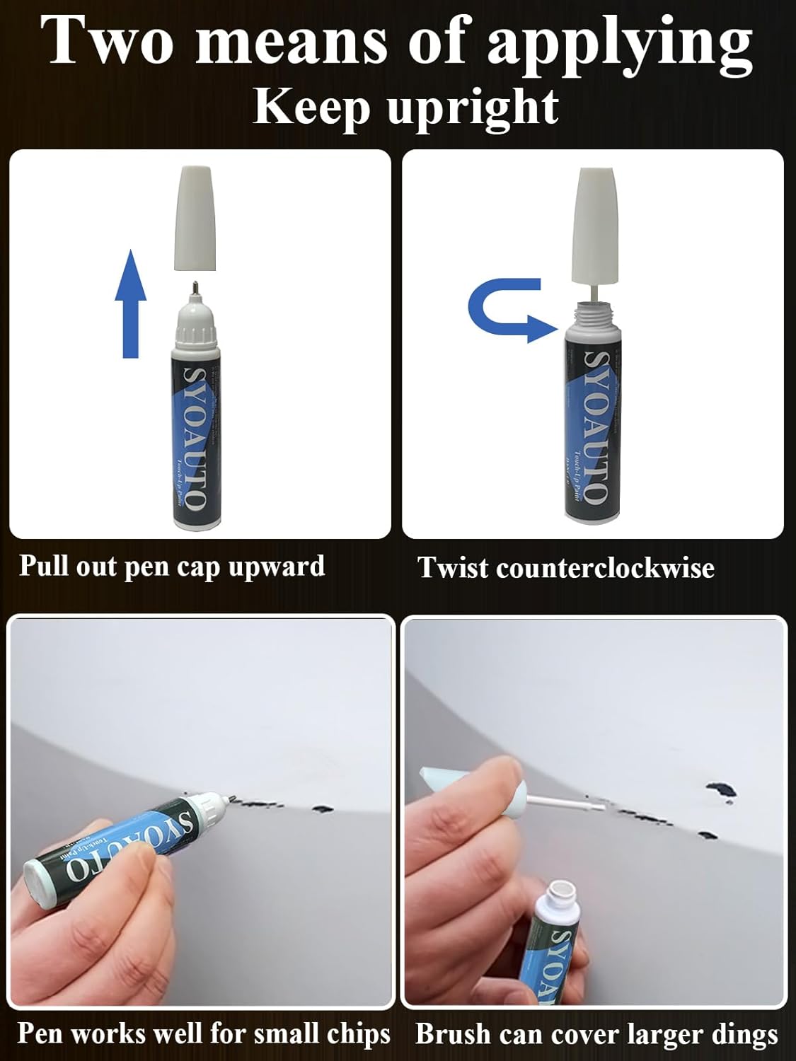 SYOAUTO Super White Touch Up Paint Fit for Toyota 040 Cars - 2 in 1 Scratch Repair Automotive Paint Remover