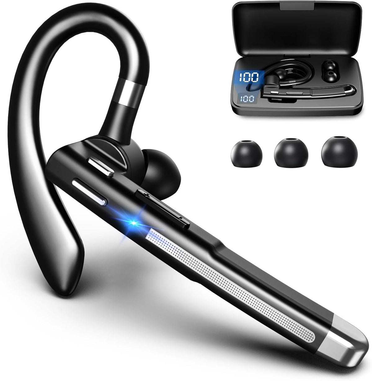 Bluetooth Headset, Wireless Bluetooth Earpiece with mic Trucker Headset for Phone Case Office Phones Built-in Microphone Manos Libres Noise Cancelling