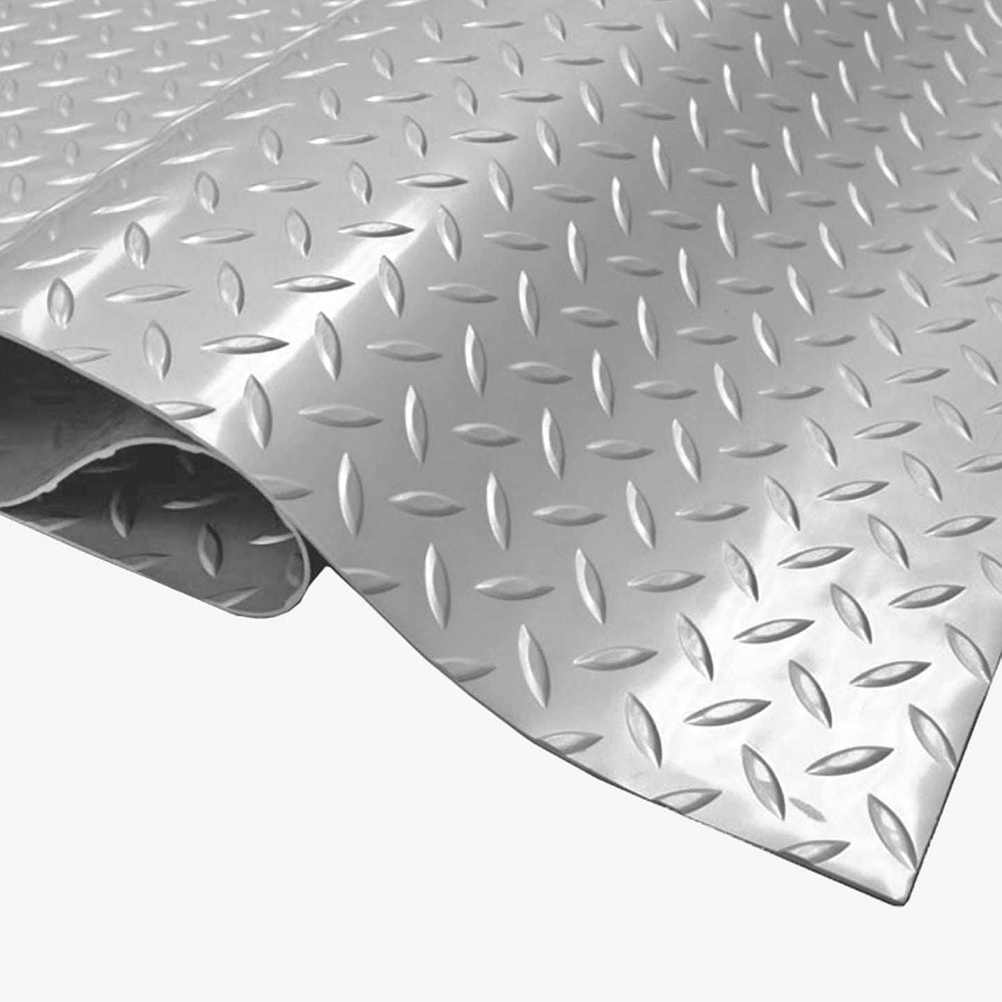 IncStores 2.5mm Thick Commercial-Grade Nitro Roll Garage Floor Mat | Flexible Vinyl Floor Mat for a Stronger and Safer Garage, Workshop, or Trailer | Diamond-Plate, Stainless Steel, 7.5' x 17'