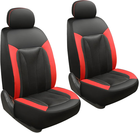 GIANT PANDA Front Seat Cover for Nissan, 3D Air Mesh Car Seat Covers Custom Fit Nissan Rogue Altima Sentra Versa Kicks Frontier Murano Pathfinder Maxima (Red 2-Pack)