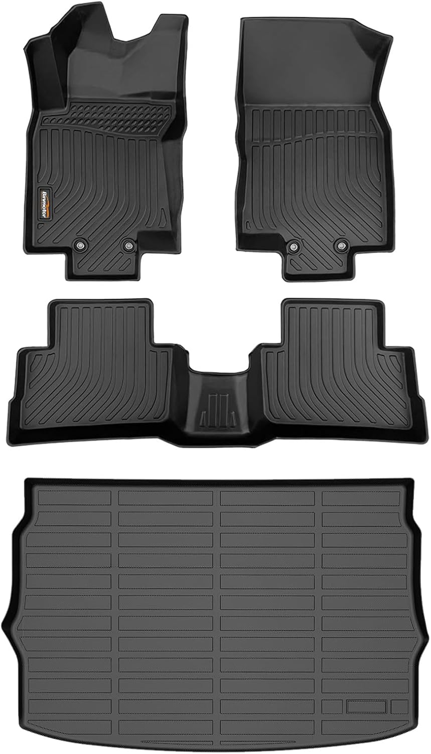 Binmotor-All Weather Floor Mats Cargo Liner for Nissan Rogue Sport 2022-2017(Cargo Tray in Highest Position), Car Mats with Trunk Mat Full Set, Heavy Duty Car Floor Liners for Rogue Sport Accessories