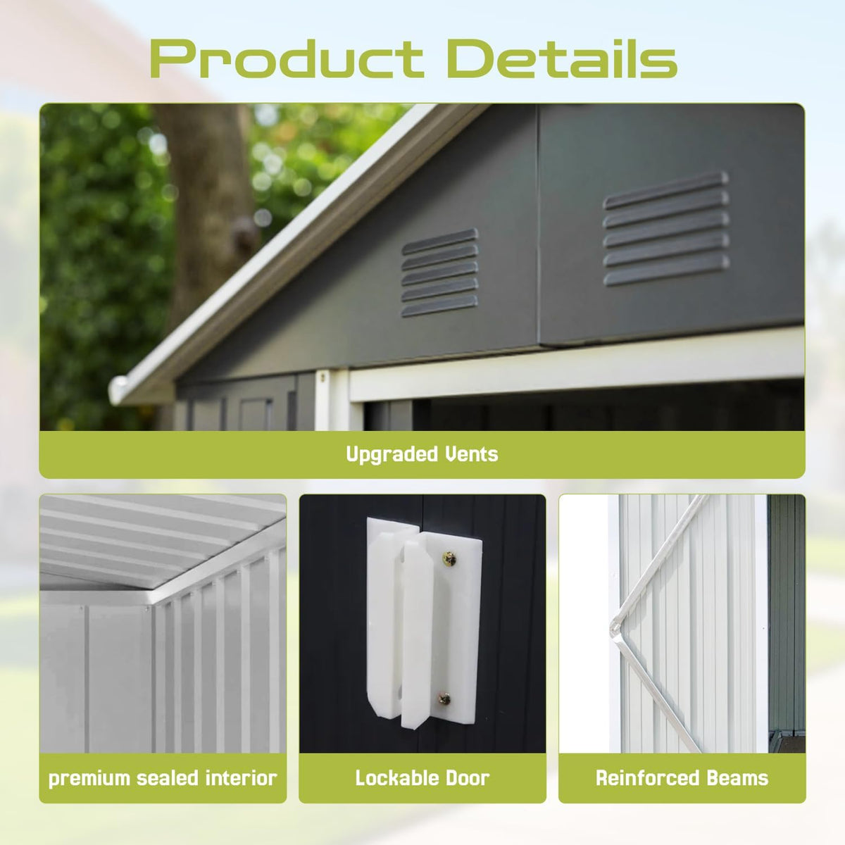 9.1' x 10.6' XL Outdoor Storage Shed, Sturdy Metal Building w/Windows & Lockable Doors for Garden, Backyard, Poolside and Lawn, Anthracite