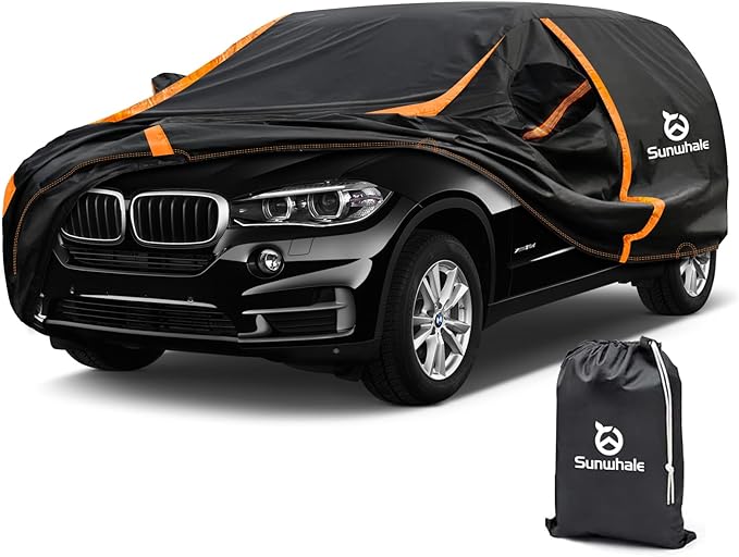 Car Cover Waterproof All Weather for SUV Automobiles UV Protection Snowproof Rain Sun with Door Zipper Full Exterior Outdoor Full Car Cover Universal Fit Up to 194"