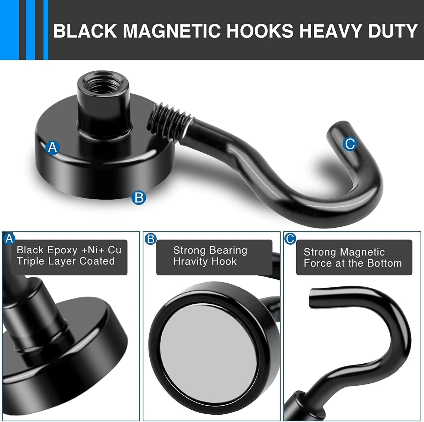 LOVIMAG Magnetic Hooks, 30Lbs Strong Magnetic Hook for Cruise, Magnet Hooks for Hanging, Classroom, Fridge, Refrigerator, Ceiling, Office, Kitchen. Grill, Garage- 25 Pack