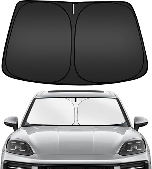 ARISMOTOR Windshield Sun Shade for Porsche Cayenne 2019-2025, Custom Fit Foldable Front Window Sunshade Sun Visor Protector, Block UV Rays Keep Your Car Cooler