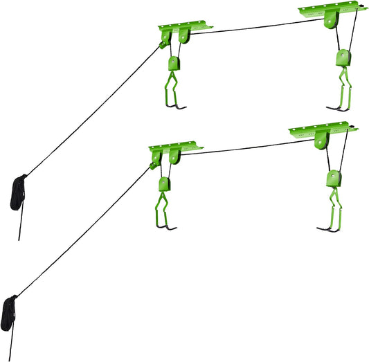 Bike Lane Products Bicycle Hoist 2-Pack Quality Garage Storage Bike Lift with 100 lb Capacity Even Works as Ladder Lift Premium Quality