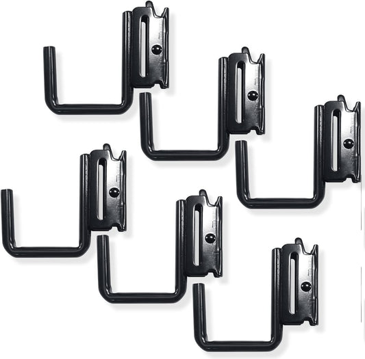 6PCS E Track J Hooks Heavy Duty E Track X Track Steel Hanger, Spring Fitting E Track Accessories for Enclosed Trailer, Cargo Van,Semi-Trucks Trailer,Black