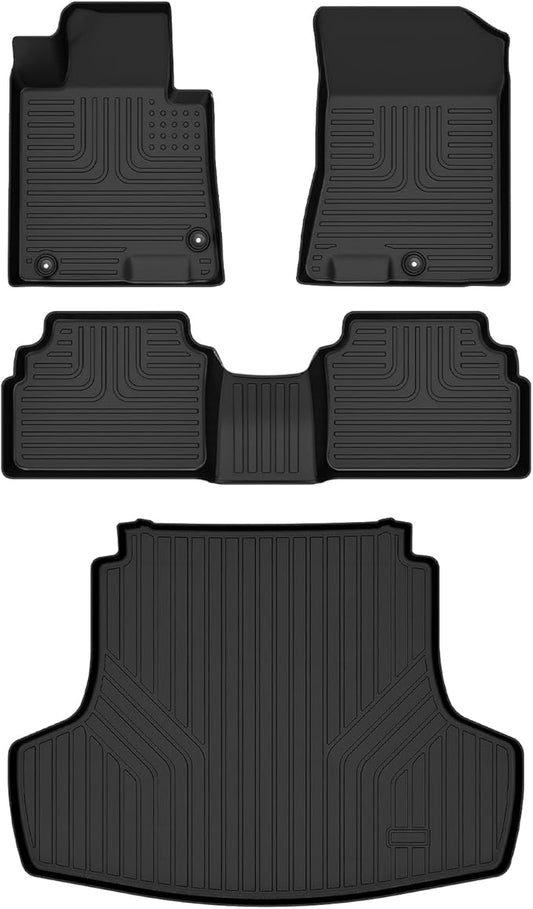 Wayhigh-All Weather Floor Mats and Cargo Liner Set Fit for Kia K5 2021-2025 (Only FWD Models) or for Hyundai Sonata/Sonata Hybrid 2020-2025 TPE Car Mats Waterproof Anti-Slip Floor Liners Accessories
