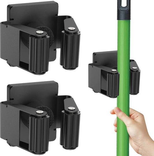 Strong Magnetic Mop Broom Holder, 2 Pack Heavy Duty Magnetic Mop Hanger for Refrigerators, Magnet Wall Mount Broom Holder Tool Storage for Laundry Room Garage Kitchen Workshops Metal Shed
