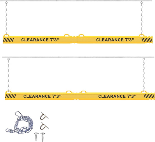 ClearanceGard 80″ x 4″ Clearance Bar Kit with 2m Height Lettering – Yellow & White Reflective Tape – Plastic Material – Ideal for Underground Garages, Tunnels, Underpasses, and Drive-Thru Canopie