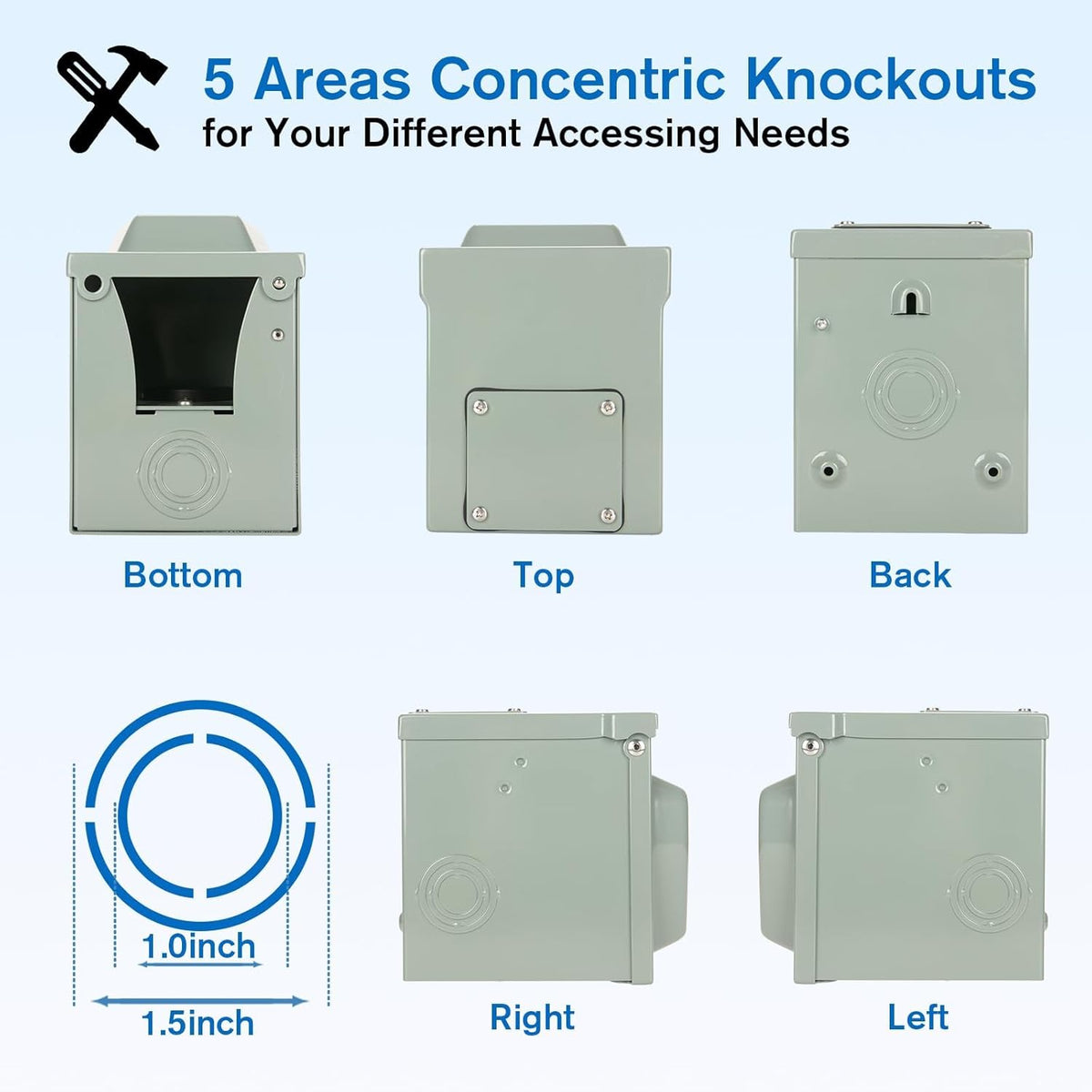 50 Amp RV Power Outlet Box, 125/250 Volt NEMA 14-50R Receptacle, Lockable Enclosed Outdoor Plug, Electrical Receptacle Panel, Weatherproof Temporary Hookup for RV Camper Car Travel Generator