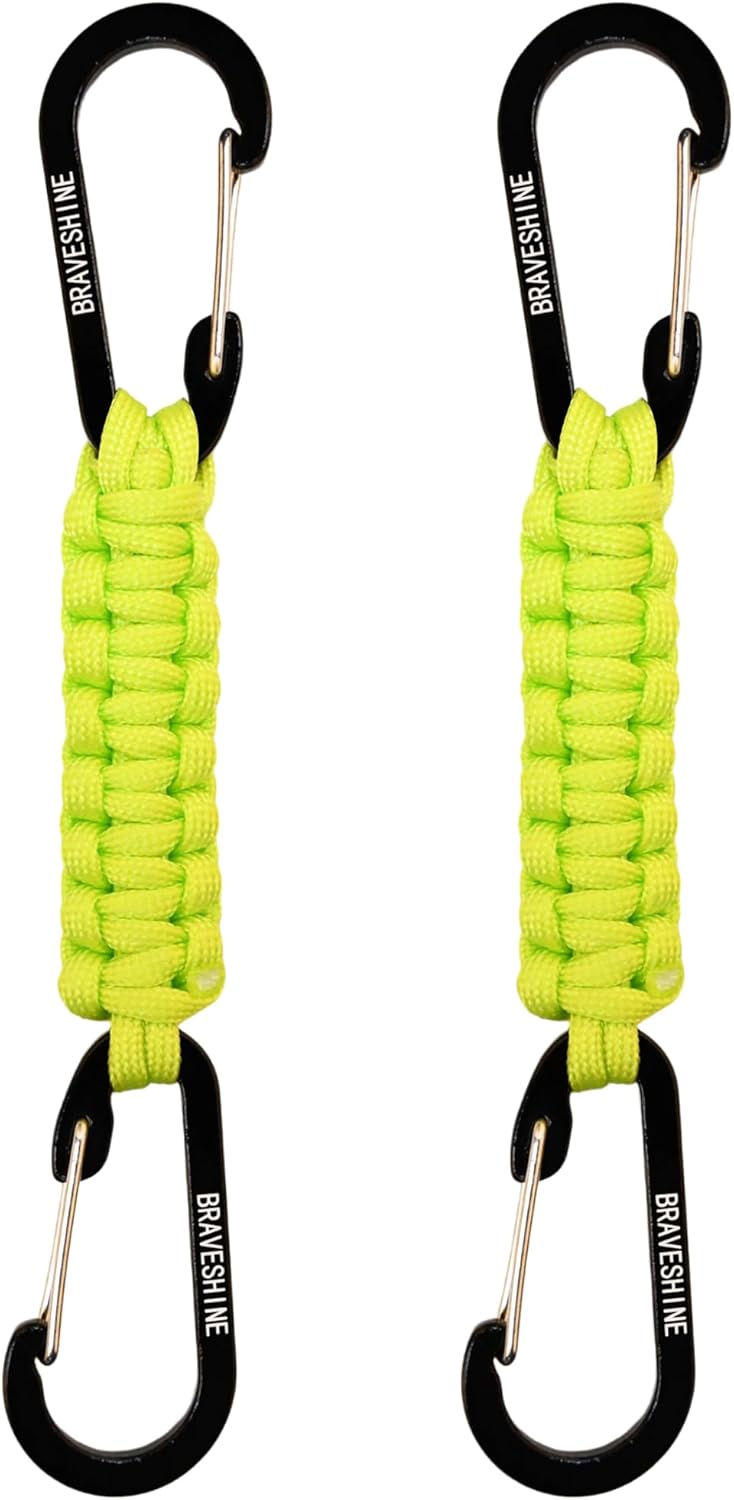 BRAVESHINE Paracord Keychain Carabiner Clip, D Ring Lanyard Hanger Stroller Hook for Water Bottle, Key, Backpacks, Men, Women