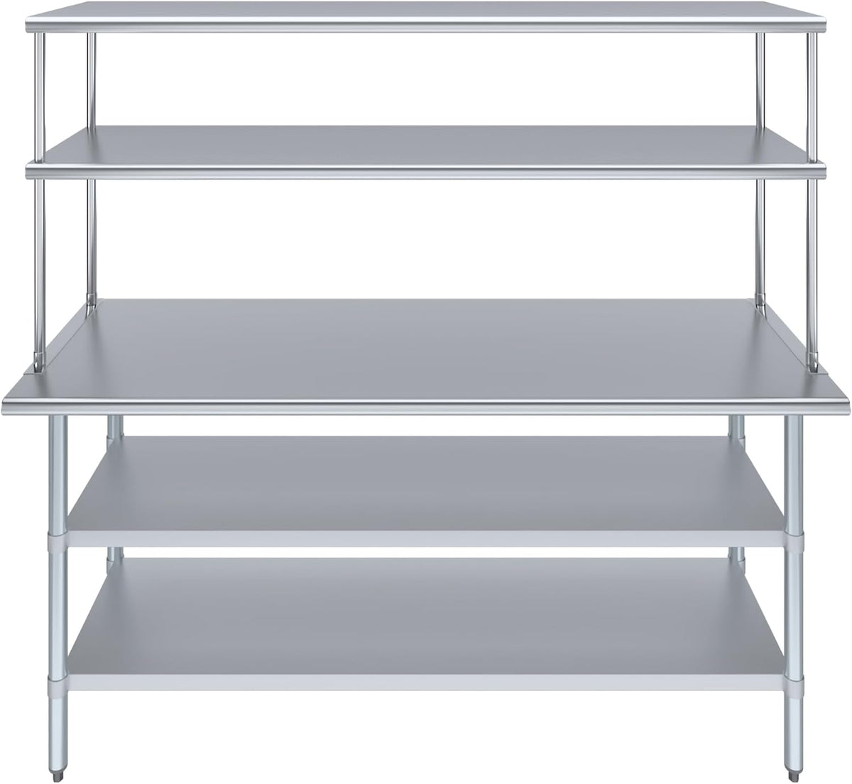 AmGood Stainless Steel Work Table with 2 Shelves | NSF (24" x 72" Table with 2 Shelves + 18" Overshelf)