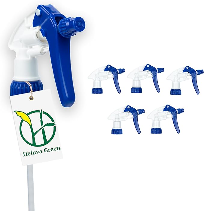 Spray Bottle Nozzle Replacement, Bottle Tops Only - Sprayer Nozzle Triggers for Heavy Duty, Commercial, Home Cleaning Solutions - Fits 8,16,24,32 oz Plastic & Glass Bottles, Blue 6 pack
