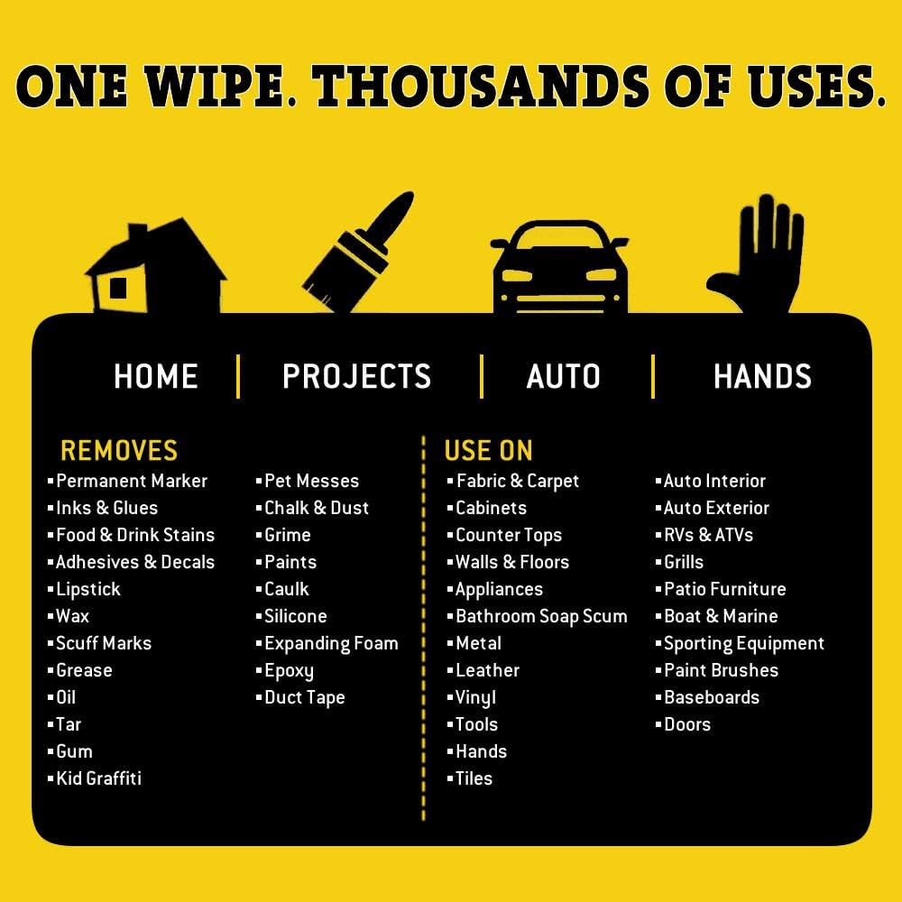 Tub O' Towels Heavy-Duty Multi-Surface Cleaning Wipes, 7" x 8", 40 Count Canister, Removes Grease, Grime, Tough Stains, Durable Disposable White Wipes for Home, Garage, Outdoor Cleaning Tasks, 2-Pack