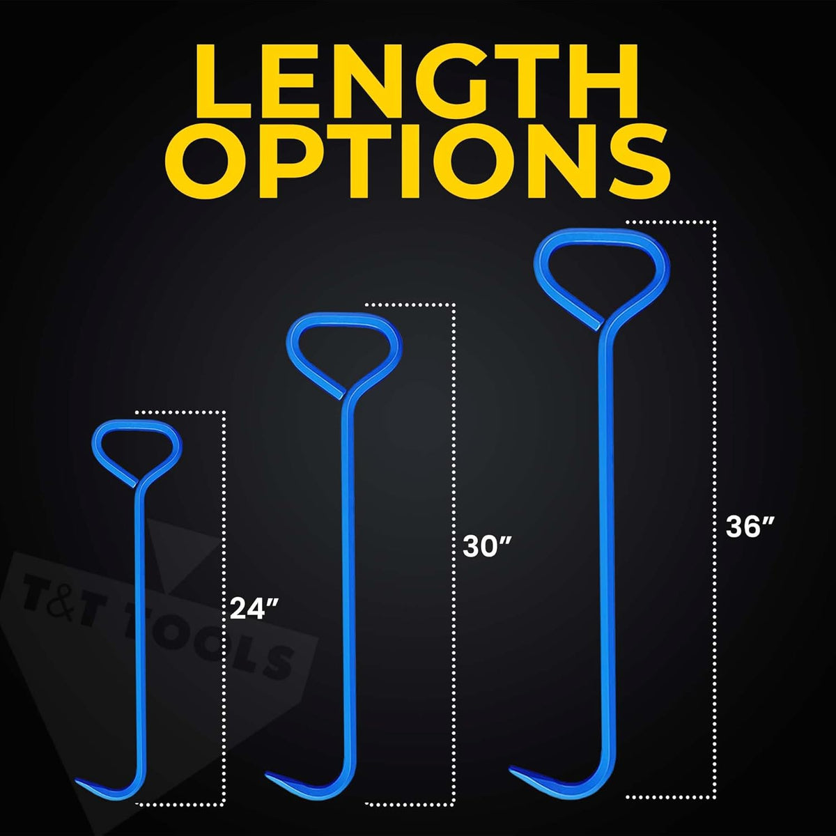 T&T Tools 24-Inch Manhole Hook Tool -Heavy Duty Single Hook for Lifting Manhole Covers, Storm Drains, Septic Tank Risers - Rigid Hex Alloy Steel Tool for Lifting, Pulling, and Removing Covers-4 Pack