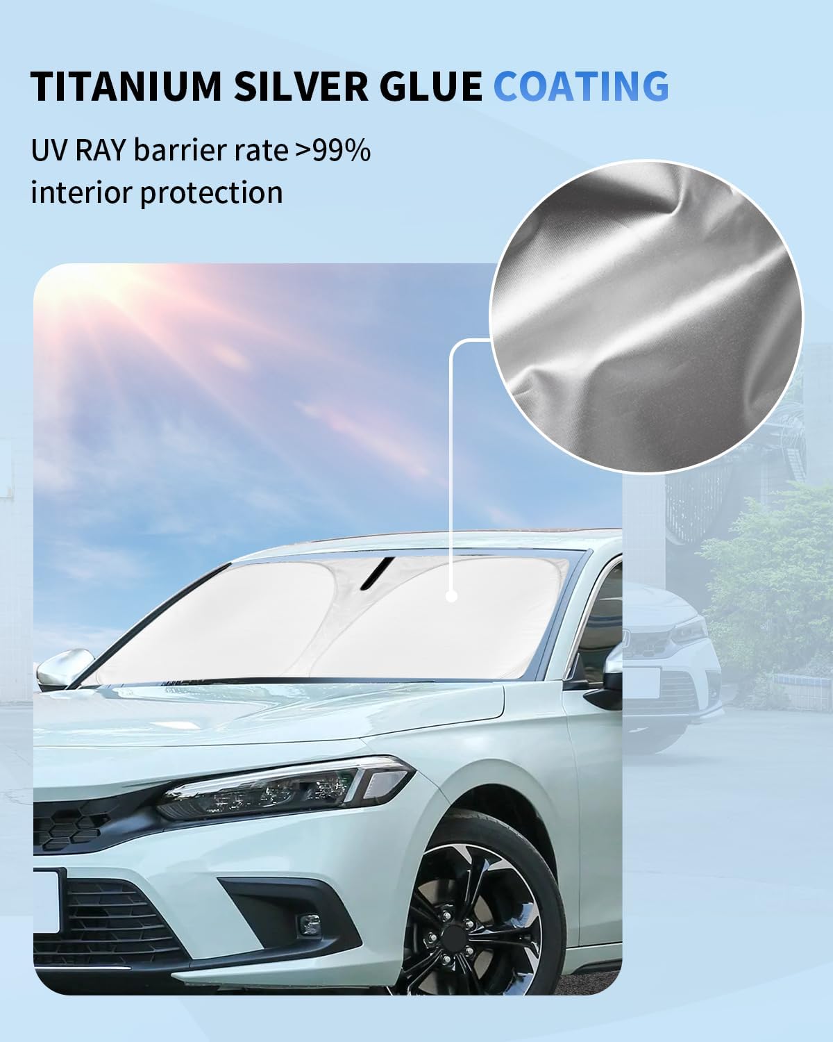 for Civic 2026 2025 2024 2023 2022 Windshield Sun Shade Custom Fit Honda Civic Sedan, LX, EX, EX-L, Touring Sun Visor Front Window Sunshade 4-Layer 240T Upgrade Foldable Cover Car Interior Accessories