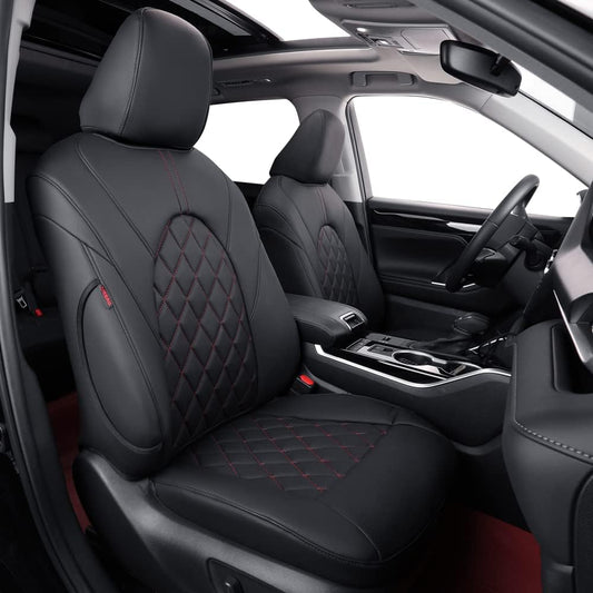 coverdream Custom Seat Covers Compatible with Select Toyota Camry SE,SE Sport,XSE 2012 2013 2014 2015 2016 2017 Models - Leatherette (Black/Red,Full Set)