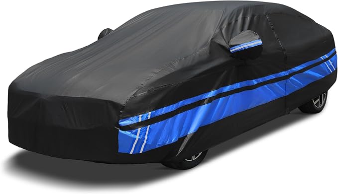 10-Layer Car Cover Waterproof All Weather for Automobiles, Universal Fit for Hyundai Accent, Mercedes C-Class, Toyota Corolla, Porsche 911/718, Sedan 168"-178" L, Size A3 (See Size Chart)