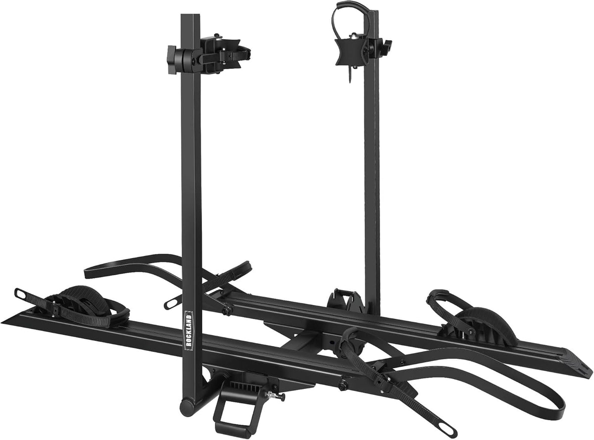 Rockland Foldable 2-Ebike Rack, 200 lbs Capacity, Hitch Mount Electric Bike Rack, Fits up to 5" Fat Tire Width and 50" Wheelbase, Ebike Carrier Rack for 2" Receiver for Cars SUVs Vans RVs