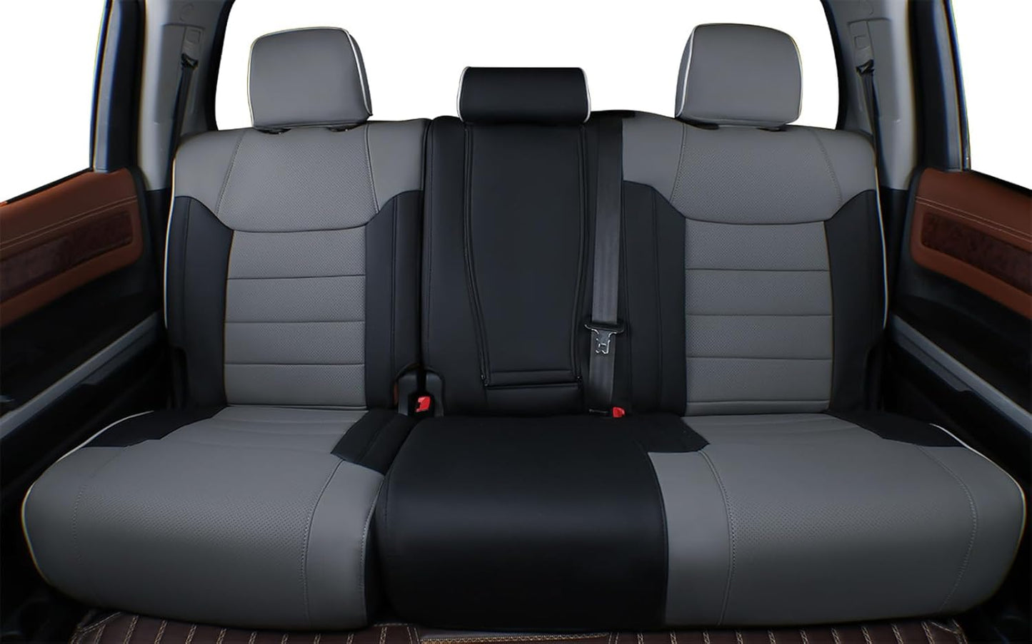 EKR Custom Fit Tacoma Car Seat Covers for Select Toyota Tacoma 2016 2017 2018 2019 2020 2021 2022 2023 Access Cab -Full Set,Leather(Black/Gray)