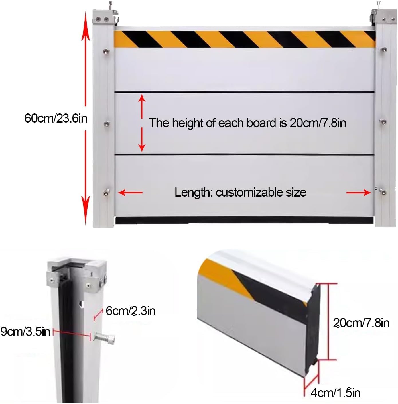 Reusable Heavy Duty Aluminum Flood Barriers for Home Exterior, Flood Protection Barriers Water Barrier Door Quick Detachable Garage Doors Detachable Mobile Rain Water Baffle ( H 39.4 inch L 19.5FT)