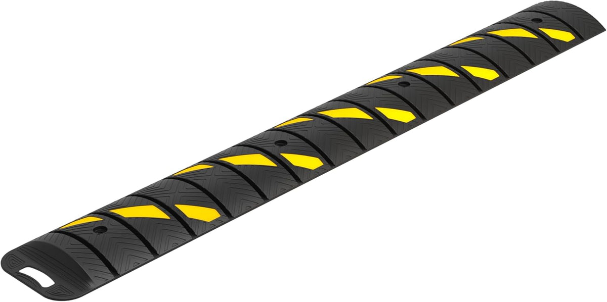 OrangeStar 6Ft Portable Rubber Speed Bump, Heavy Duty Speed Hump w/Reflective Yellow Strips for Asphalt Concrete Driveway Gravel(No Screws)