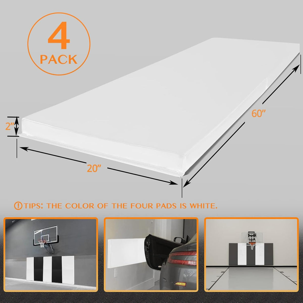 PROGOAL 2"/4" Thick Foam Protection Wall Pad，Gym Basketball-Court Protectors，Durable Waterproof Padding for Wall-Mounted Basketball Hoops(60" L x 20" W)…