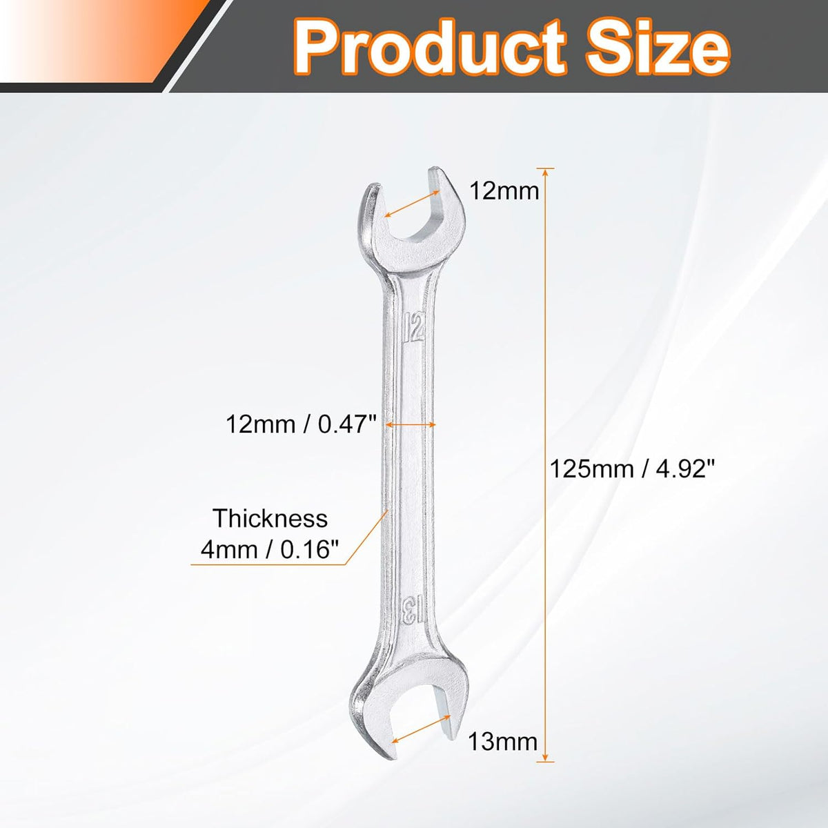 HARFINGTON 2pcs Double Open End Wrench 12mm x 13mm Metric 15 Degree Offset Angle Small Flat Head Wrench Galvanizing Open Ended Spanner for Automotive Repair Furniture Assembly