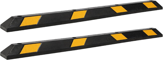 Pack of 1-72" Parking Stoppers for Garage, Heavy Duty Rubber Parking Curb with Reflective Stripe, Garage Floor Wheel Stopper for Car Vehicles Truck, Installation Kit Included