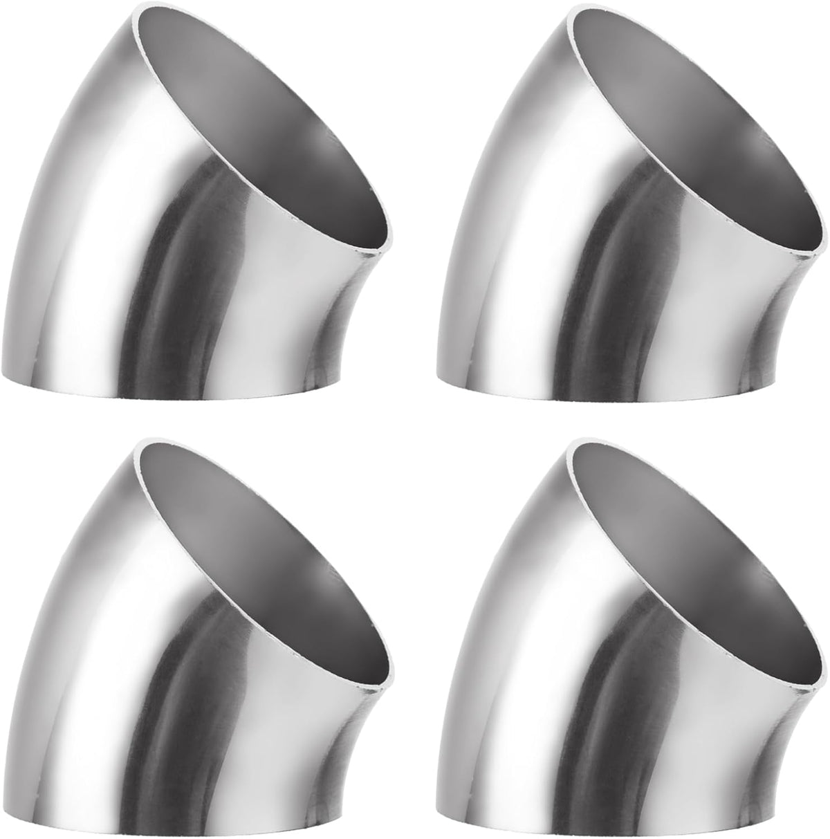 Acrux7 4 Pack 2.5 Inch 45 Degree Exhaust Elbow Pipe, 304 Stainless Steel Mandrel Bend Elbow Thickness 1.5 mm for Car Modified Exhaust, Stair Handrail, Exhaust System