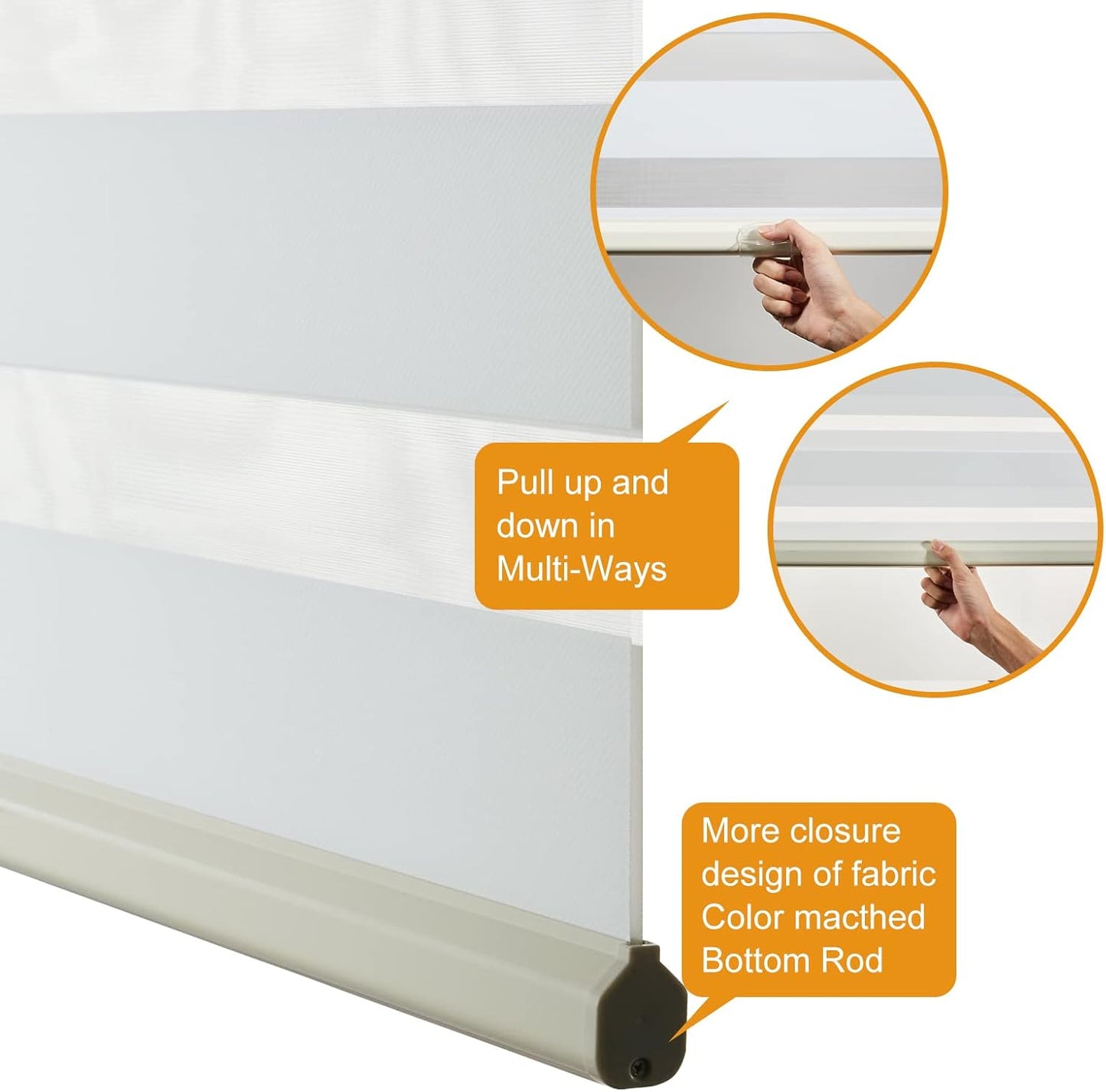 Persilux Cordless Zebra Blinds for Windows (35" W X 72" H, Cream) Free-Stop Dual Layer Roller Windows Shades for Day and Night, Light Filtering Sheer Shades for Home, Easy to Install