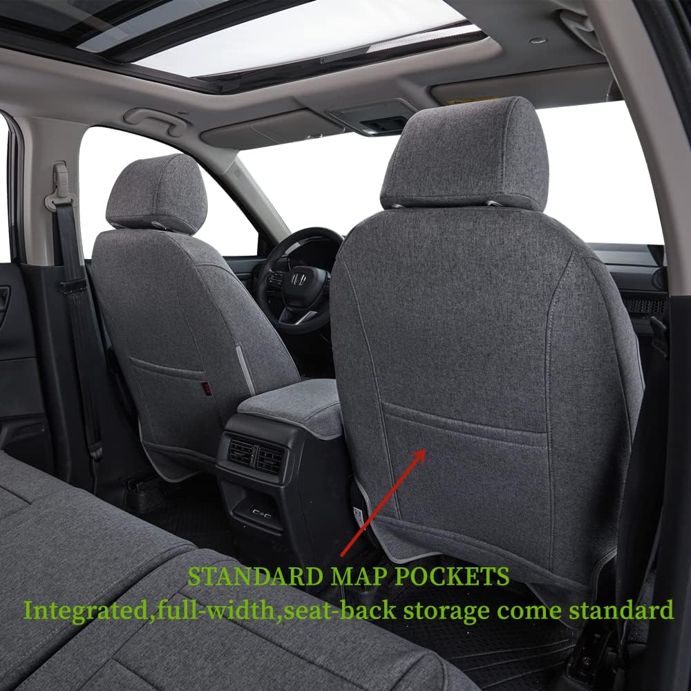 coverdream CRV Seat Covers Custom Fit for 2015 2016 Honda CRV LX,EX,SE,EX-L,Touring,Full Coverage,Airbag Compatible,Polyester Car Seat Protector(Full Set,Gray)