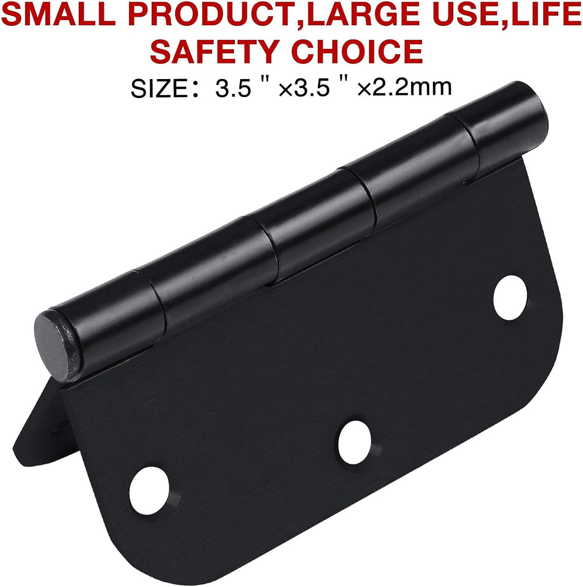 Rounded Door Hinges 3-1/2" x 3.5 inch, 5/8 Radius, Matte Black 3 ½ Inch 12 Pack