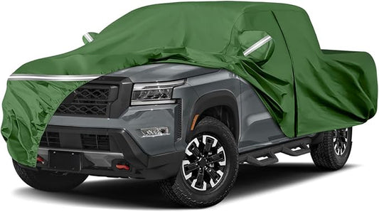 BOSSTONE Car Cover Custom Fit for Nissan Frontier (1998-2020) King/Crew Cab Short Bed Waterproof All Weather for Automobiles Full Exterior Cover Rain Sun Snow Protector with Door Zipper (Green)