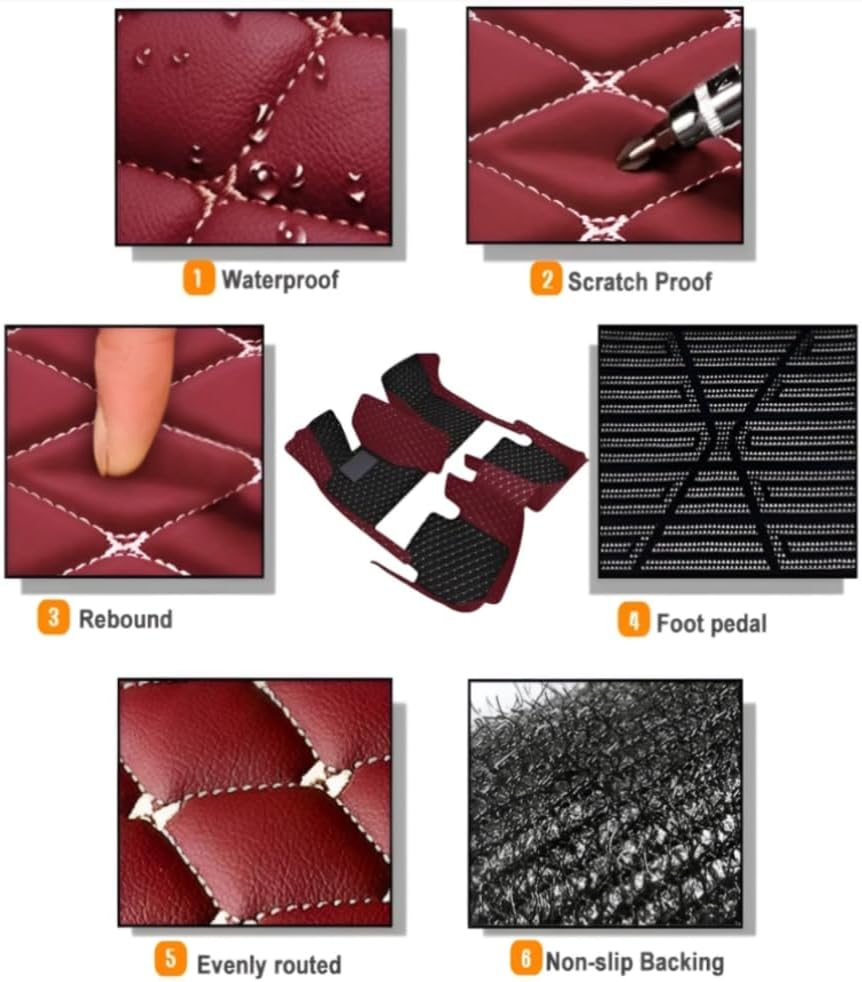 Add Personal Touch to Your Vehicle with IMEISH Customizable Logo Text Car Mats for 99% of vehiclesPads Protection Non-Slip Leather Floor Liners (Wine red)