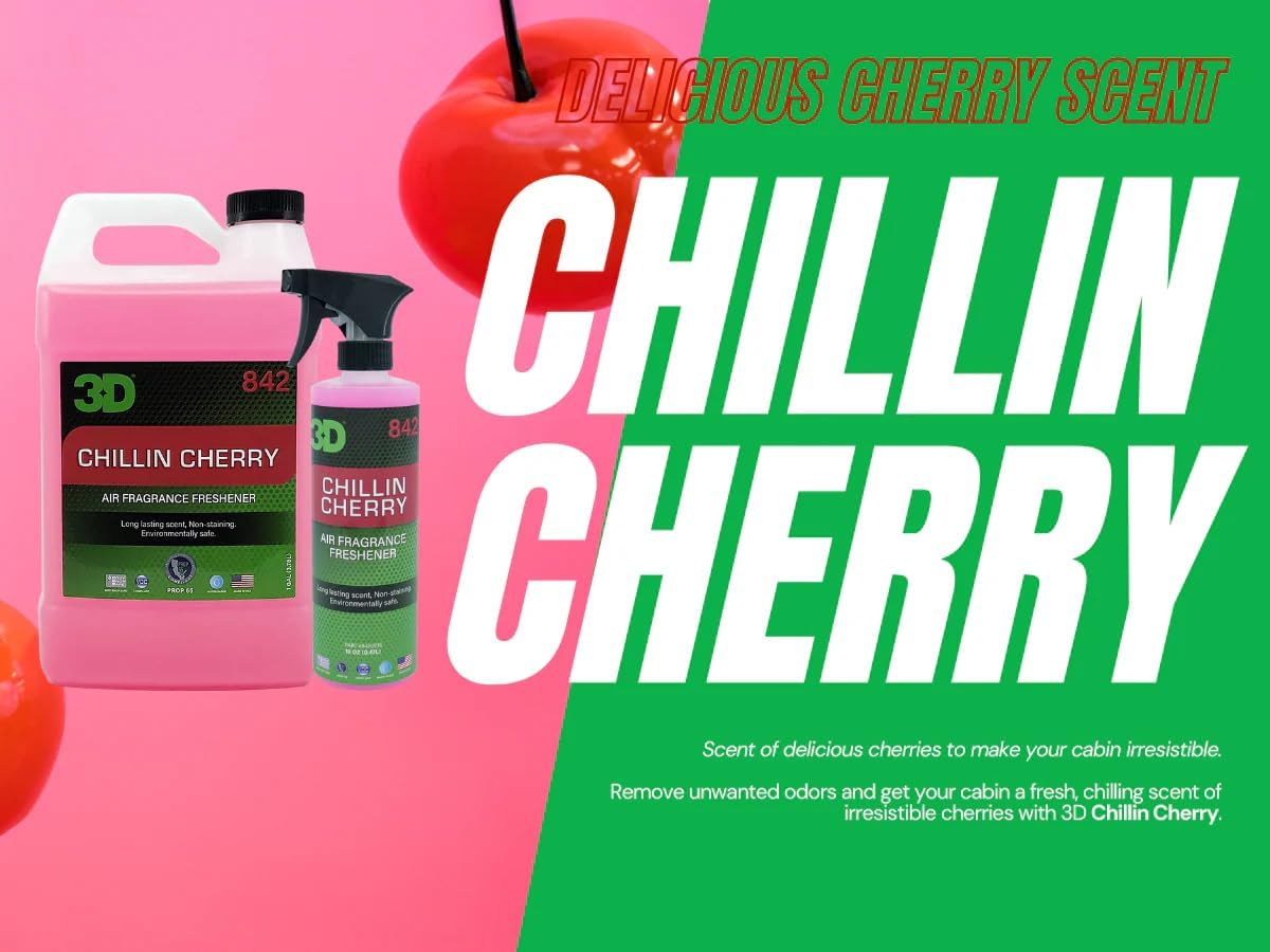 3D Chillin Cherry Car Air Freshener – 16oz Spray – Natural Cherry Scent from Real Fruit – Water-Based, Non-Toxic, Safe for Pets & People – Long-Lasting Deodorizer