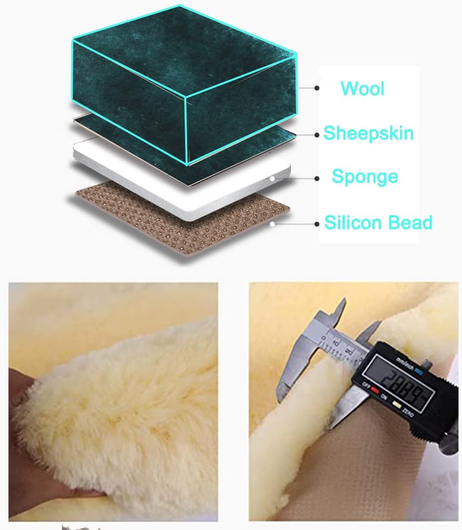 20inchs Fluffy Genuine Australia Warm Sheepskin Car Seat Cover for Auto Interior Accessories with Soft Fuzzy Wool Fur Non-Slip (Carbon Black, Front 20 * 20inchs)