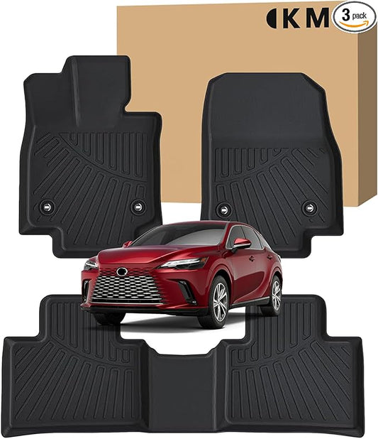 KMF Custom Fit Floor Mats for Lexus RX 2025 2024 2023 Accessories RX350 RX350h RX500h (NOT RX450h+ PHEV), All Weather TPE Waterproof Car Floor Liners,Front Rear 2 Row, Anti-Slip Deep Grooves Car Mats