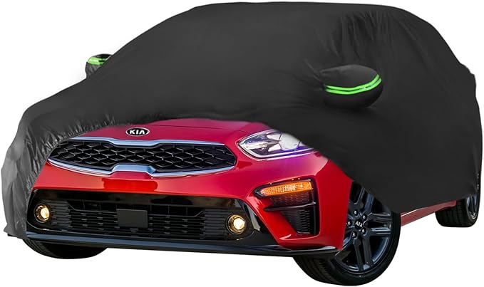 Proadsy 2025 Upgrade Car Cover for 2009-2024 2025 Kia Forte, Waterproof All Weather for Automobiles, Windproof Snowproof Rain Hail Sun UV Protection Full Outdoor Indoor Exterior Car Covers, Black