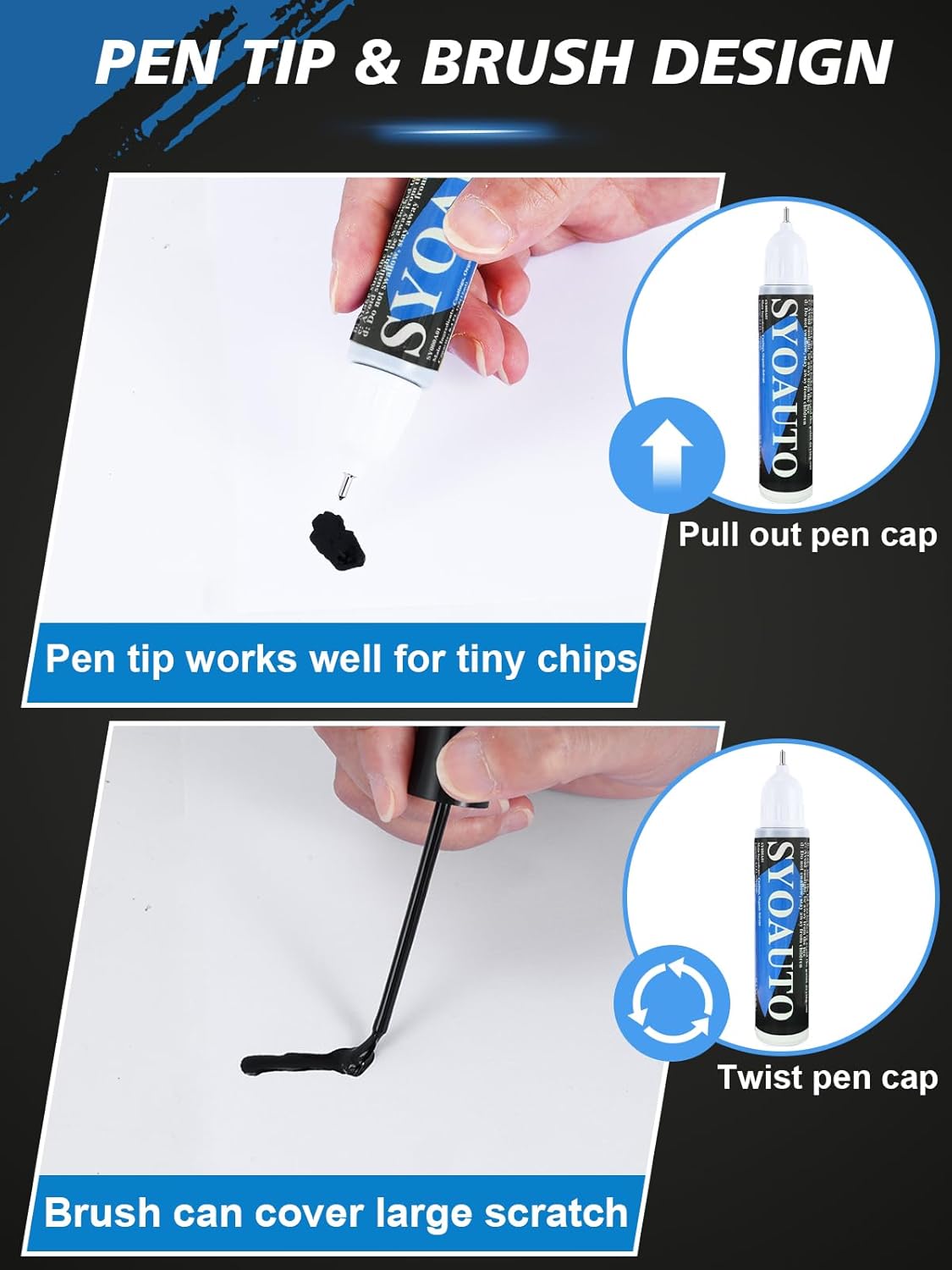 SYOAUTO White Touch Up Paint for Cars, White Car Touch up Paint White Auto Paint Scratch Repair Automotive Touchup Paint Pen 2 in 1 Car Touch Up Paint 0.4 oz