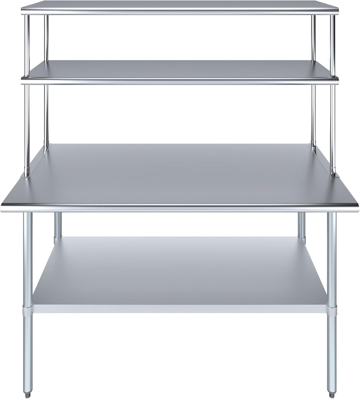 Amgood Stainless Steel Work Table Double Tier Overshelf | Metal Kitchen Prep Table & Shelving Combo (30" x 60" Work Table + 18" Overshelf)