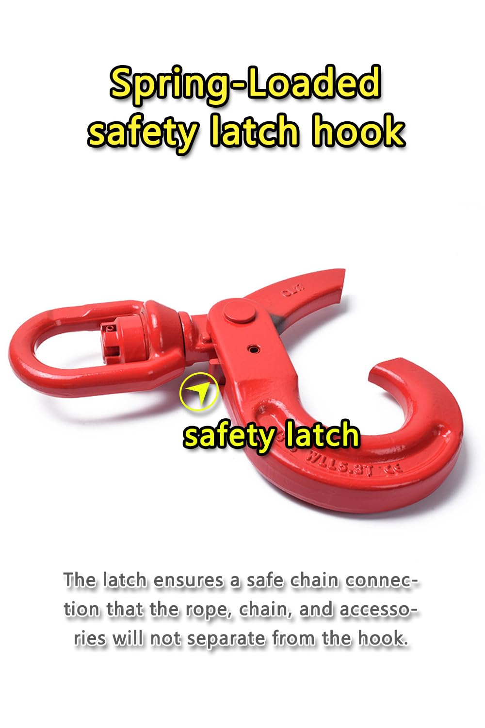 Swivel Self-Locking Hook 6944 lbs Grade 80 Swivel Self Locking Hook Heavy Duty Swivel Lifting Hook Swivel Lifting Hook Hoist Hook Sling Heavy Cargo 【3.15ton】