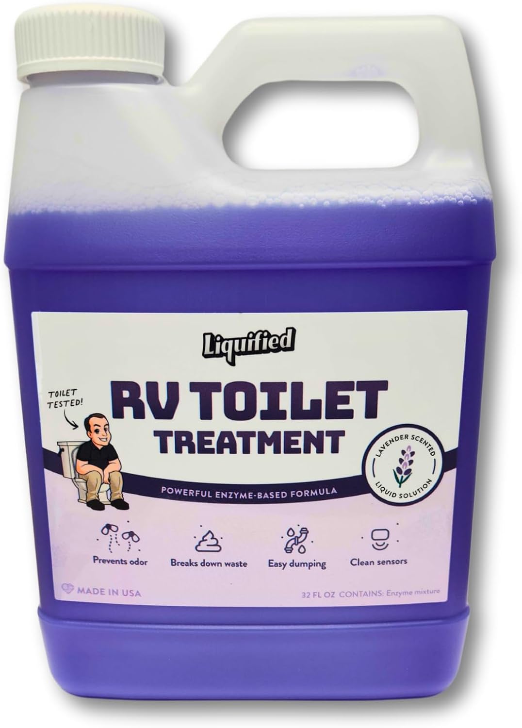 Liquified RV Toilet Treatment - Black Holding Tank Digester - Odor Eliminator - Lavender Scent - Matts RV Reviews (Lavender F-Style, 32oz)